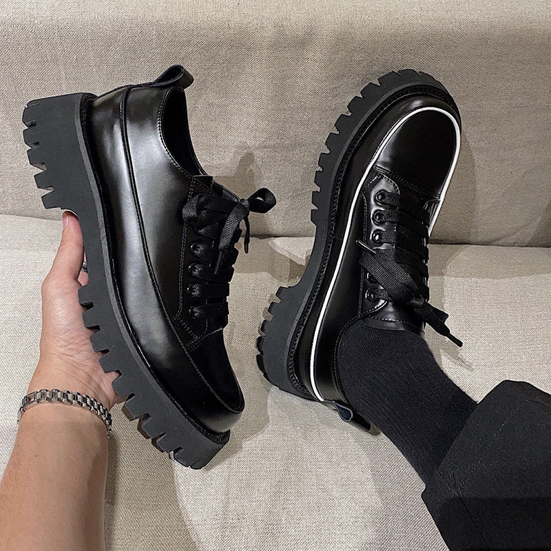 Small Heavy Bottomed Shoes Casual Leather Platform Shoes