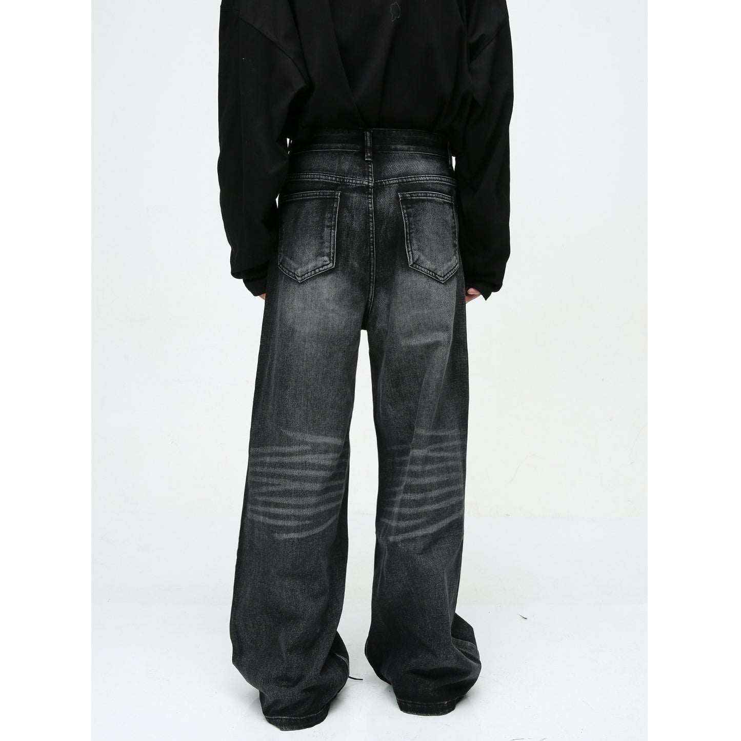 New American High Street Pu  Mop Straight Loose Jeans
