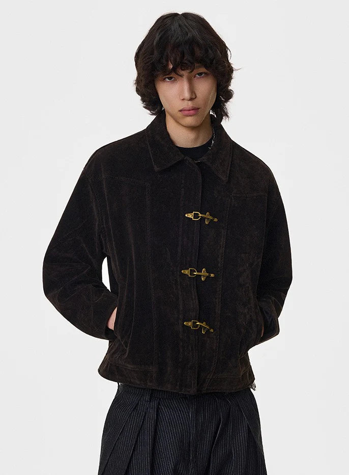 Deconstructed Jacket Design Mens Cropped Relaxed-fit Casual Outerwear
