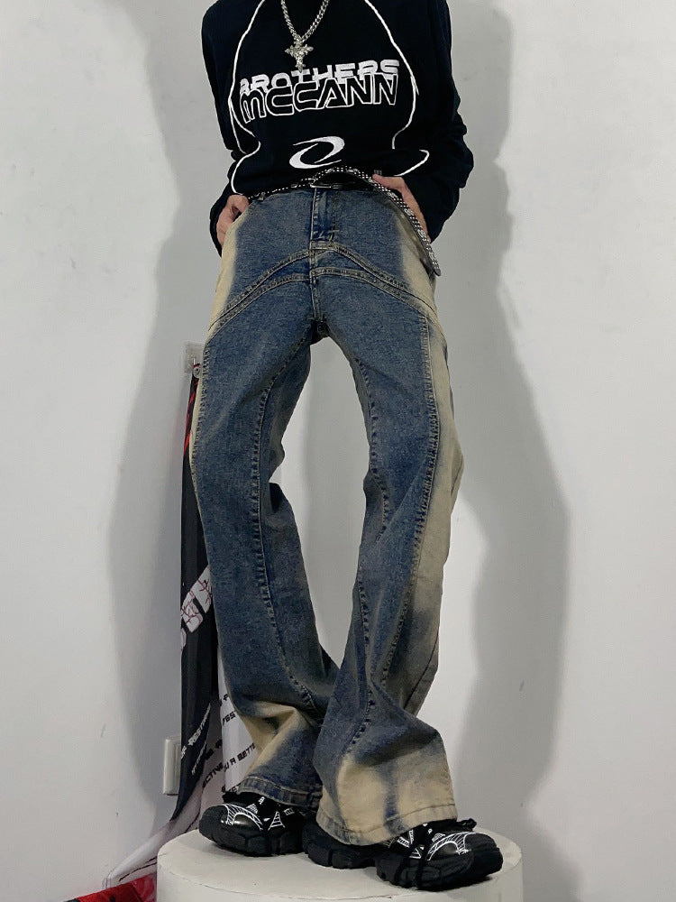 Street Washed-out Vintage Flared Jeans
