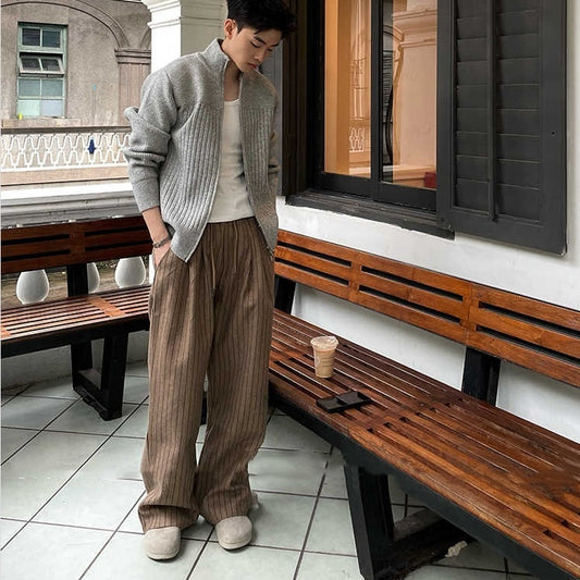 Loose Contrast Striped Casual Pants